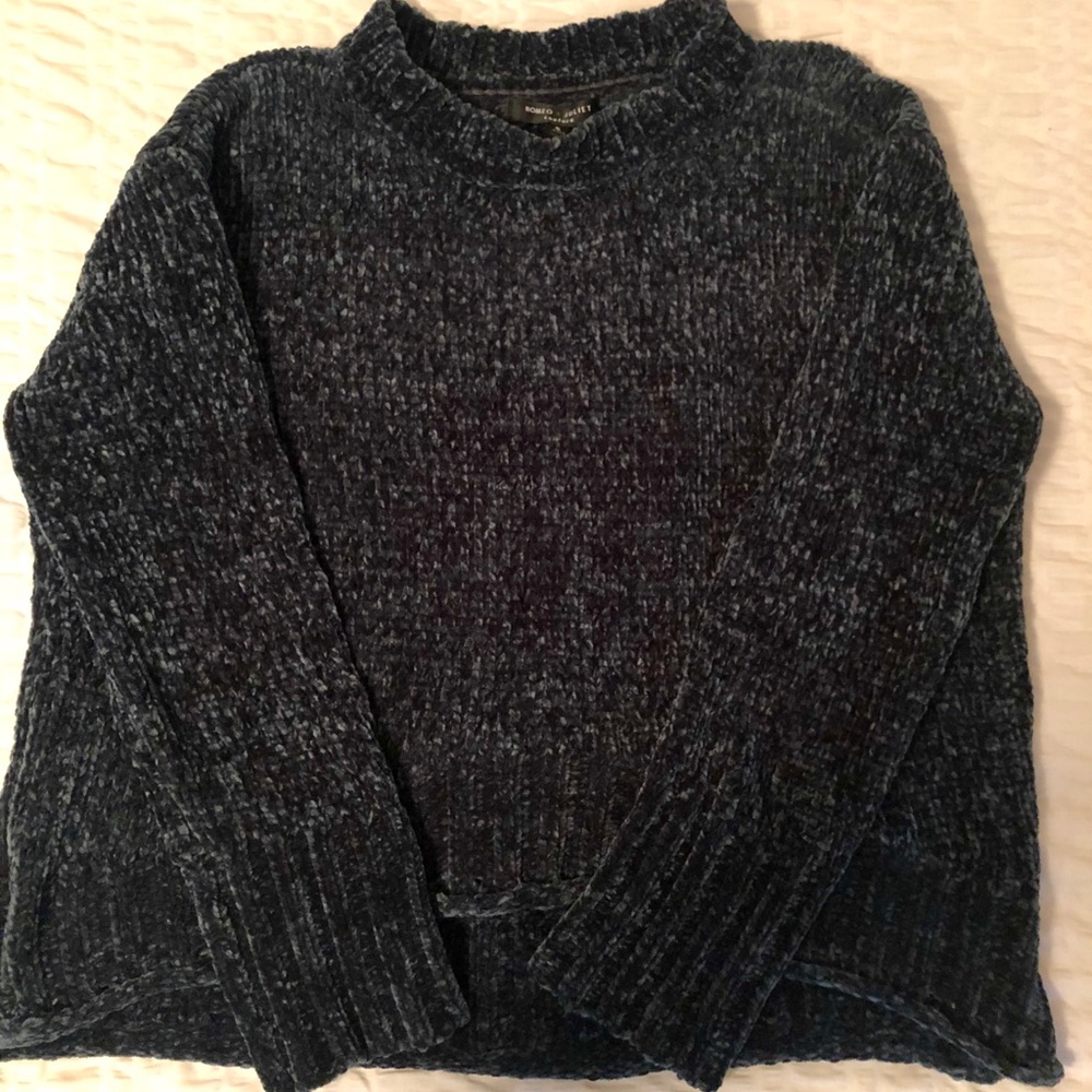 Chenille dark green sweater